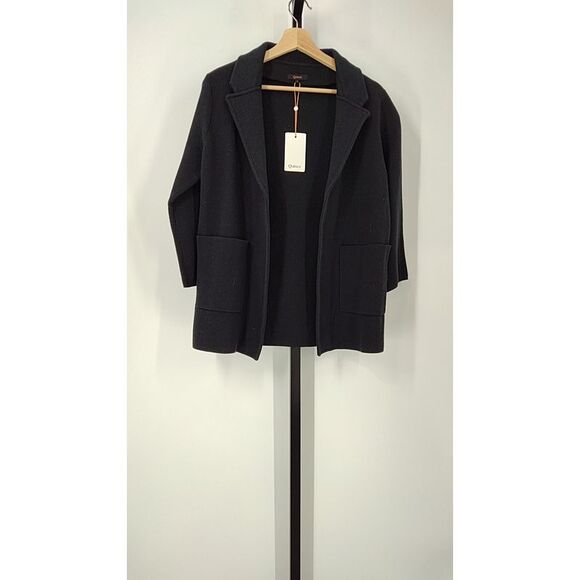 Quince Jackets & Blazers - Quince Women 100% Organic Cotton Knit Blazer Black Sleeved Top S